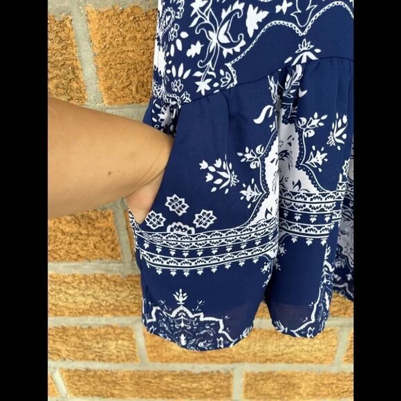 lovers + friends Temple Dress in Blue Temple Scarf small - Picture 9 of 13